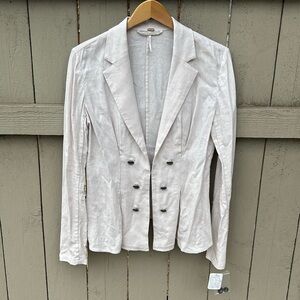NWT Free People Linen Blend Blazer Coastal Hamptons Beach Summer Classic Sz S